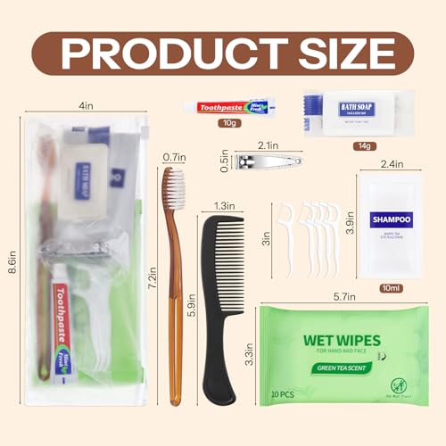 Gisdo Travel Size Toiletries Kit Pack of 50 - Individually Packed Personal Hygiene Sets for Men & Women