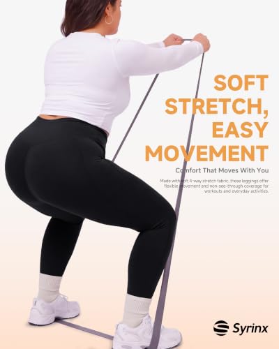 Plus Size Leggings with Pockets for Women - High Waist Tummy Control Yoga Pants 26 Inch 3X-Large Black