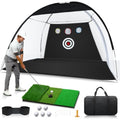 Golf Practice Net 10x7ft with Targets, Balls & Mat - Indoor & Outdoor Swing Training