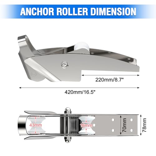 Marine Stainless Steel Bow Anchor Roller with Lock - 16.5" Self-Launching Dual Roller System