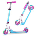 Kids RGB Light Up LED Kick Scooter - Collapsible Portable & Lightweight - Black+Pink