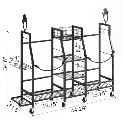 Neatolgrid Golf Bag Storage Rack for Garage - Dual Bag Organizer with Wheels