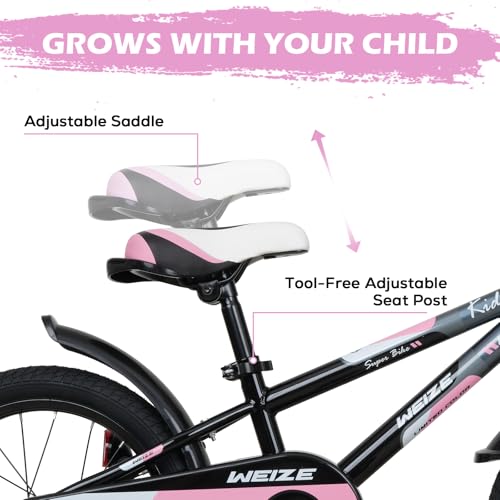 Kids 16 Inch Bicycle for Boys and Girls Pinkblack – Beginner Friendly, Lightweight Frame