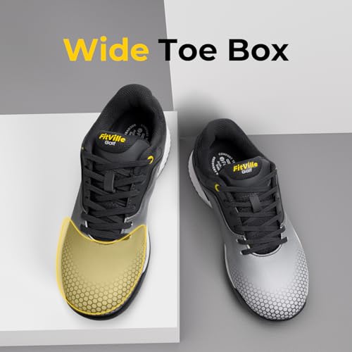 FitVille Extra Wide Mens Golf Shoes Spikeless Sneakers 12 Grey