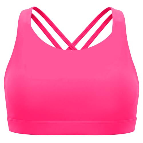Girls Training Crop Top Sports Bra for Teens Kids - Rose Red, 5-6 Years