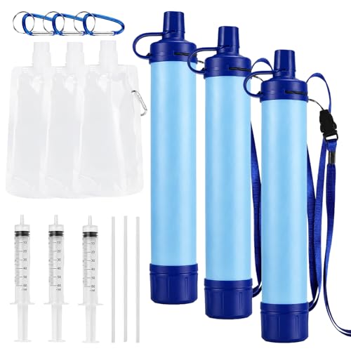 Hydra X1 Water Filter Straw 3-Pack - Portable Emergency & Outdoor Drinking