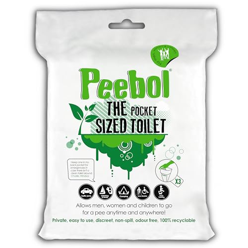 Peebol Disposable Urinal Bags 3 Pack - Odourless, Recyclable, Portable Toilets