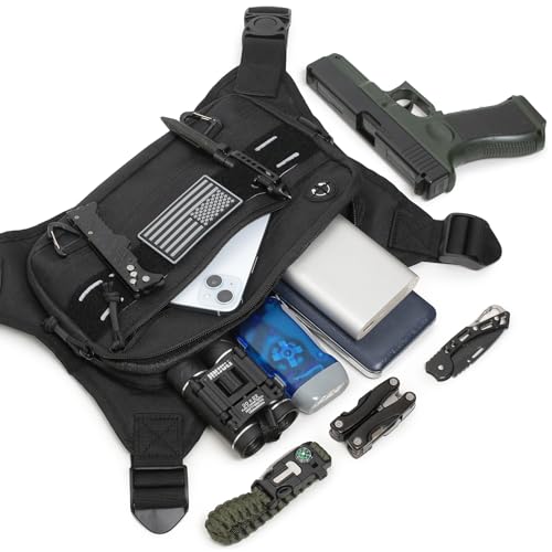Sports Chest Pack for Men - Fits Pistols, Running, Hiking, Black