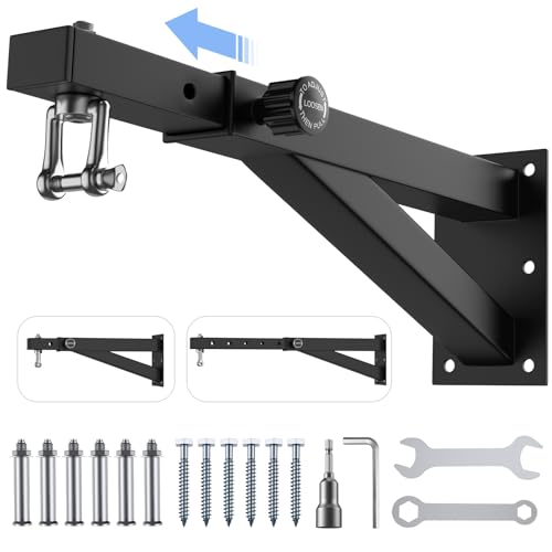 Heavy Bag Hanger Wall Mount - Adjustable Black Punching Bag Bracket 17-26"