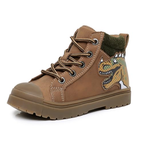 Toddler Boys Dinosaur Winter Side Zip Work Boots - Size 10, Brown