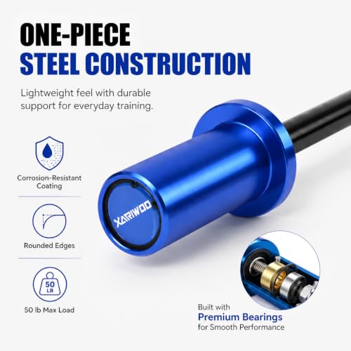Blue 5 LB Kids Mini Barbell Bar - 4FT Olympic Plates Workout Equipment