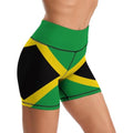 High Waisted Yoga Shorts Tummy Control Biker Workout Gym Shorts - Jamaican Flag Medium