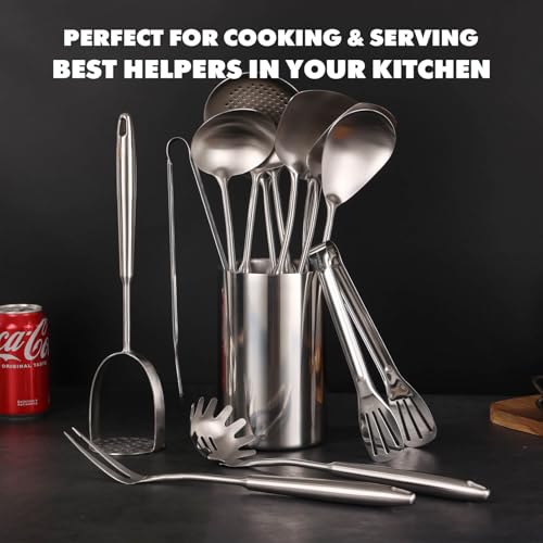 18/10 Stainless Steel Kitchen Utensil Set - 12-Piece All Metal Cooking Tools - Variation of THIS Listing