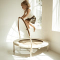 Beige 36-Inch Kids & Toddler Indoor/Outdoor Mini Trampoline with Removable Handle