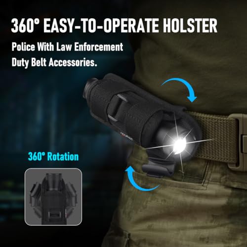 High Lumens Tactical Flashlight with Holster - Rechargeable, Waterproof, Focus Adjustable