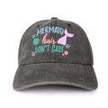 Mermaid Baseball Cap for Women and Men Embroidery Adjustable Washed Trucker Hat