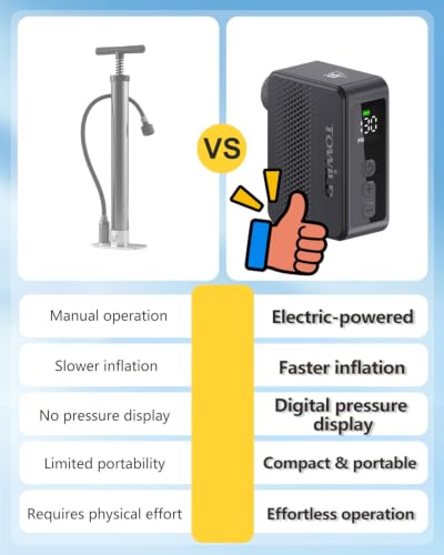 Black Portable Electric Bike Pump 130 PSI with Gauge & Auto-Off - Fast Charging