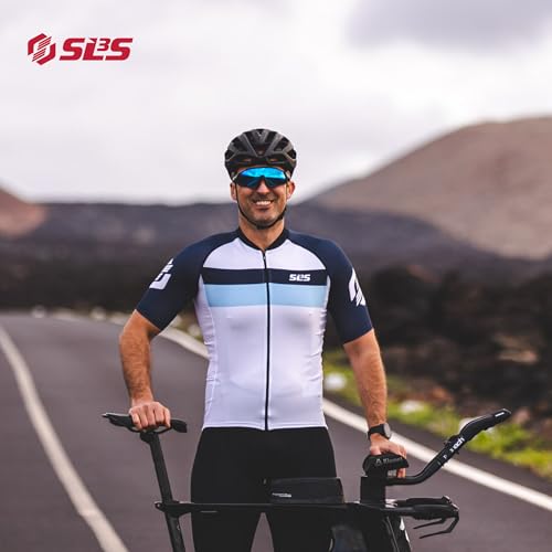 Men's Lightweight Cycling Jersey Short Sleeve - Elite Bike Shirt with Pockets & UV Protection - Ocean Deep XL