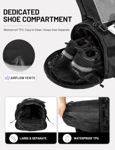 MIER Large Travel Duffle Bag Backpack 45L Black Convertible Gym Sports