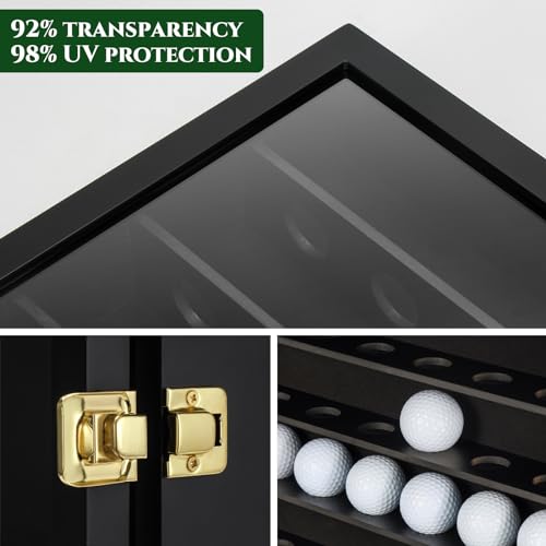 TJ.MOREE Black Wall Mount Golf Ball Display Case for 49 Balls