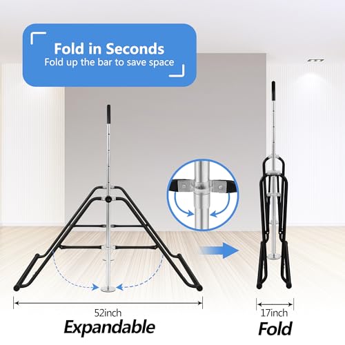Kids Gymnastics Bar - Adjustable Foldable Horizontal Bar for Children - Black