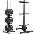 Synergee Olympic Plate & Barbell Storage Rack - Heavy Duty Vertical Weight Holder