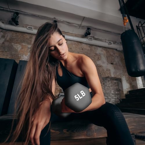 50LBS Neoprene Dumbbell Set with Rack - Non-Slip Hexagon Weights for Home Gym
