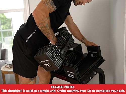 Adjustable Dumbbell PowerBlock Pro 100 EXP 5-40 lbs for Strength Training