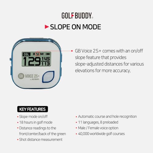 Golf GPS Rangefinder with Voice Guidance, Clip-On Hat Mount, 18H Battery, Preloaded 40,000 Courses