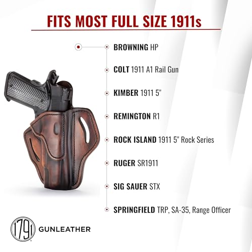 Vintage 1911 Leather Holster for 4 and 5 Inch Barrels - Concealed Carry