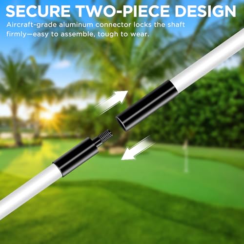 KINGTOP 3ft White Fiberglass Golf Flagpole Set with Retrieval Base - 4 Pack for Practice & Backyard Golf