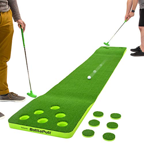 GoSports BattlePutt Golf Putting Game Set - 11 ft Backyard Putting Green with Paddles & Cups