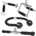 Triceps Pull Down Cable Attachment Set for Home Gym - Nylon Braided Ropes & Steel Handles