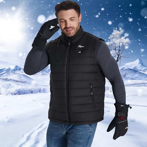 Telguua Men's Heated Vest with Battery Pack - Large Black Winter Outerwear