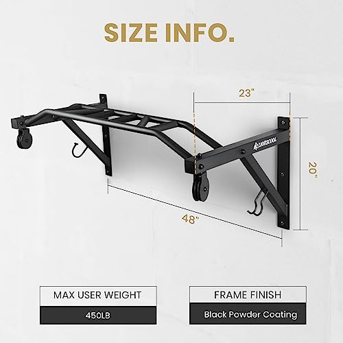 48-Inch Wall-Mounted Pull Up Bar with Pulley System - Multi-Grip Exercise Equipment