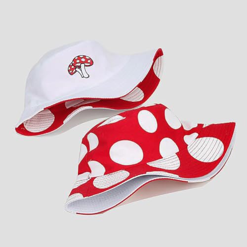 Reversible Boho Mushroom Bucket Hat for Men Women Teens - Beach Sun Hat