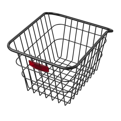 VEVOR Rear Bike Basket, Metal Wire Bicycle Basket with Reflective Tail Light & Waterproof Cover, Durable Bike Back Basket, Fits to Most Rear Bike Racks