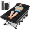 Black 32-Inch Extra Wide Camping Cot with Mattress - Heavy Duty Adult Sleeping Bed