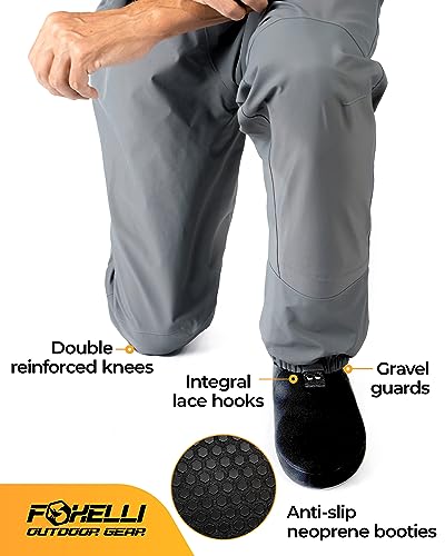 Foxelli Breathable Fly Fishing Waders Large Grey for Men & Women