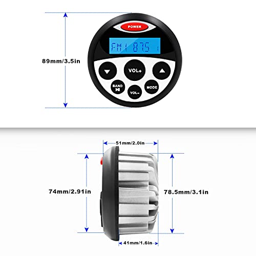 Marine Waterproof Bluetooth Radio with 2 Marine Speakers - IPX6 Rated