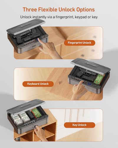 BILLCONCH Basic Gun Safe for Handgun with Fingerprint, Keypad & Security Cable
