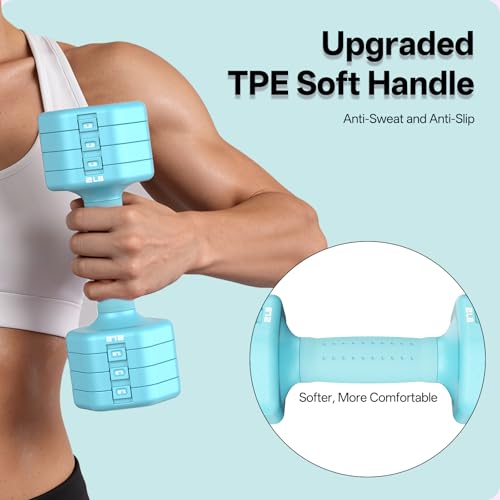Adjustable Dumbbell Set 16LBS C-Blue Pair - 1S Quick Lock Home Gym Weights