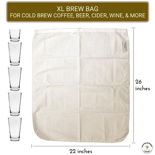 Organic Cotton XL Brew-in-a-Bag 22x26in Home Brewing Strainer - 1