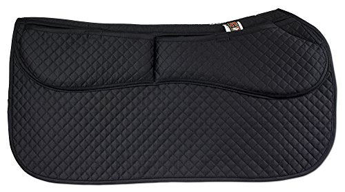 Equine Comfort Thermoregulating Western Saddle Pad - Black, Contoured Fit, Washable, Shock & Therapy Support with Memory Foam Shims