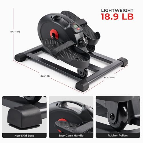 Under Desk Pedal Elliptical Machine Leg Exerciser - Silent Low-Impact Cardio