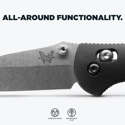 Benchmade Mini Griptilian Knife Drop-Point Blade - Black Grivory Handle, Plain Edge