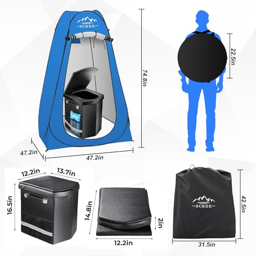 Portable Camping Toilet Set with Privacy Tent - XL Outdoor Shower & Bathroom