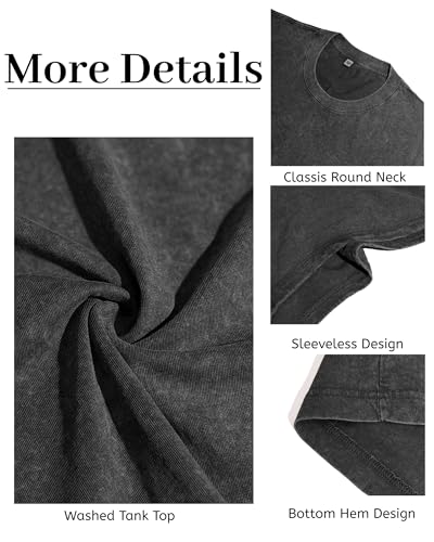 Men's Tank Tops Summer Sleeveless Muscle Shirts Cotton Loose Fit XX-Large Black
