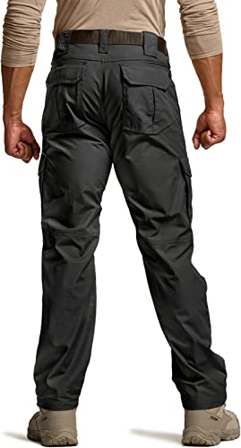 Men's Tactical Cargo Pants Black 32W x 34L Water-Resistant Ripstop