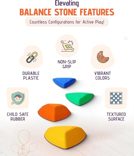 Kids Balance Stepping Stones Set of 12 – Indoor & Outdoor Toddler Playground Equipment